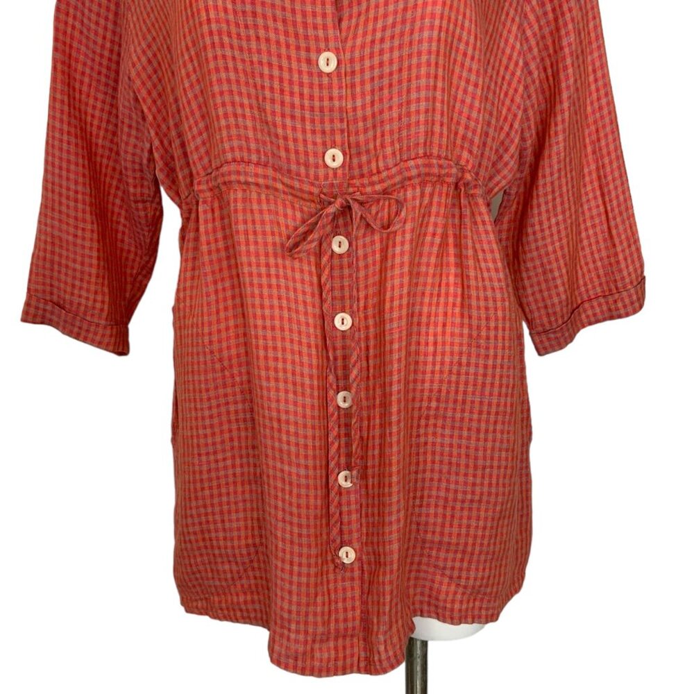 Flax Linen 3/4 sleeve Tunic Blouse - Picture 9 of 13